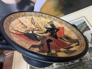 Vintage Handmade Greek Bowl , Nina Ceramics, 450BC, Greed God, Greek Pottery, Ancient Greek