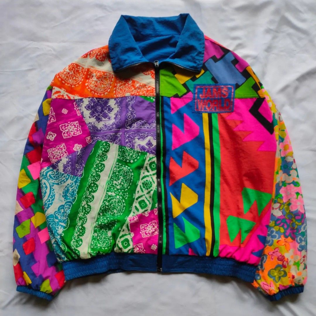 VINTAGE JACKET JAMS WORLD REVERSIBLE, Fesyen Pria, Pakaian , Baju