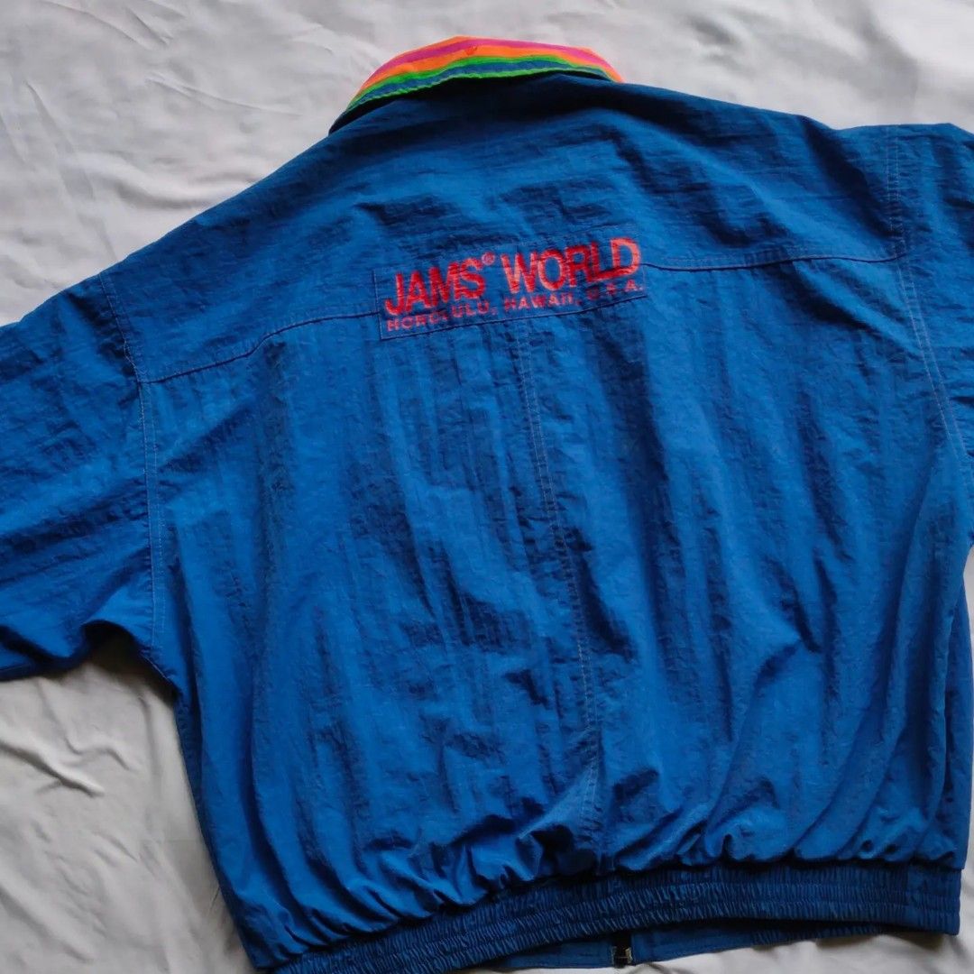 VINTAGE JACKET JAMS WORLD REVERSIBLE, Fesyen Pria, Pakaian , Baju