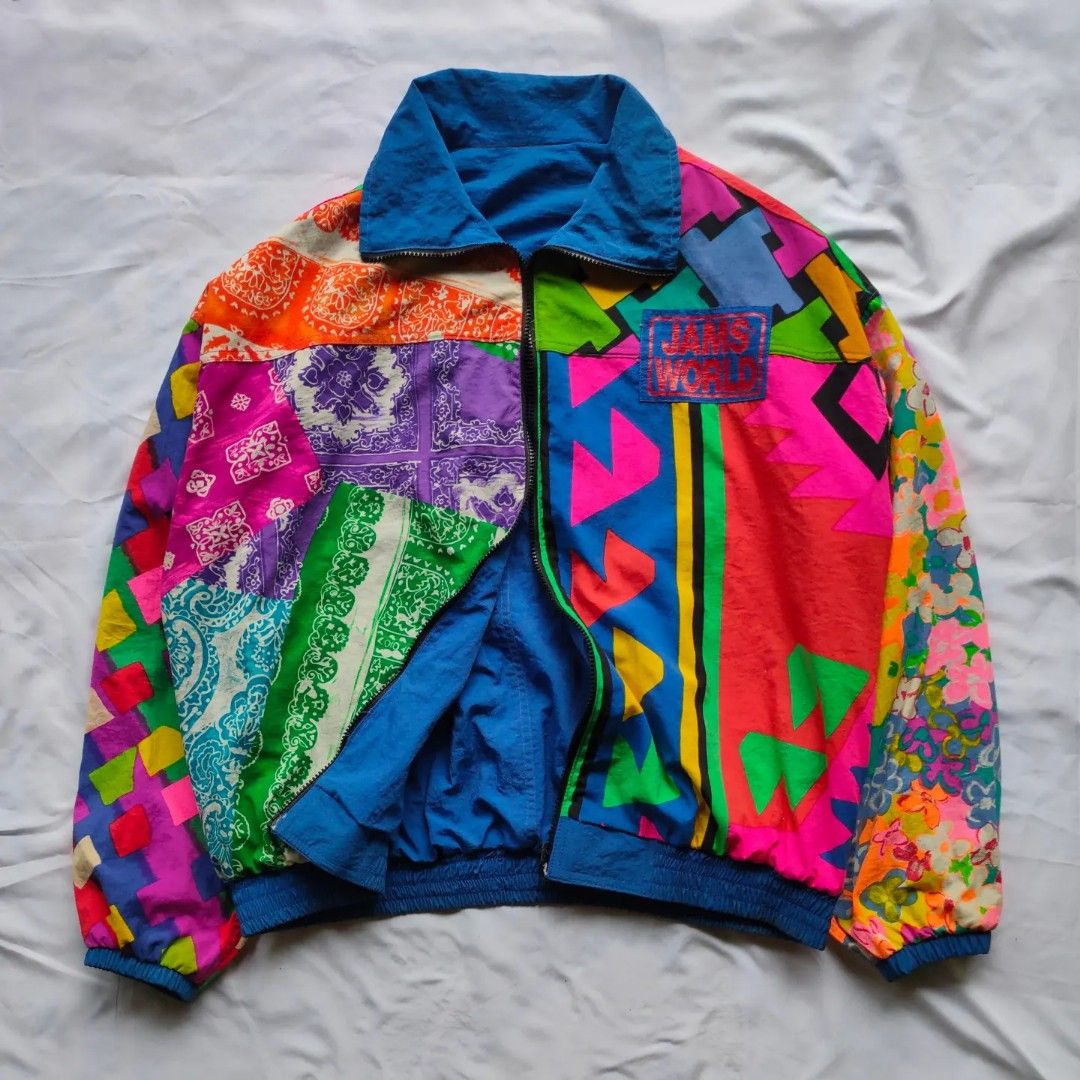 VINTAGE JACKET JAMS WORLD REVERSIBLE, Fesyen Pria, Pakaian , Baju