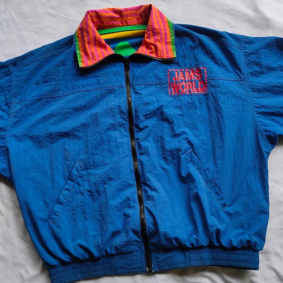 VINTAGE JACKET JAMS WORLD REVERSIBLE, Fesyen Pria, Pakaian , Baju