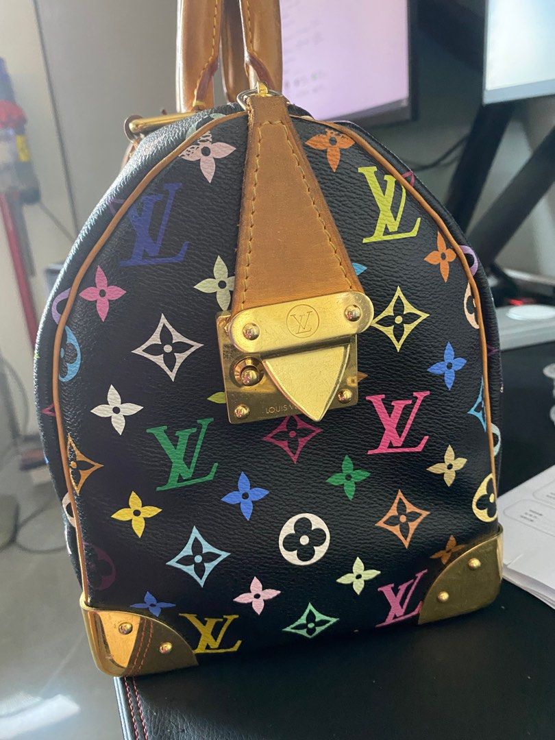 Vintage Louis Vuitton Black Multicolor Speedy 30 Bag SP0096 071123