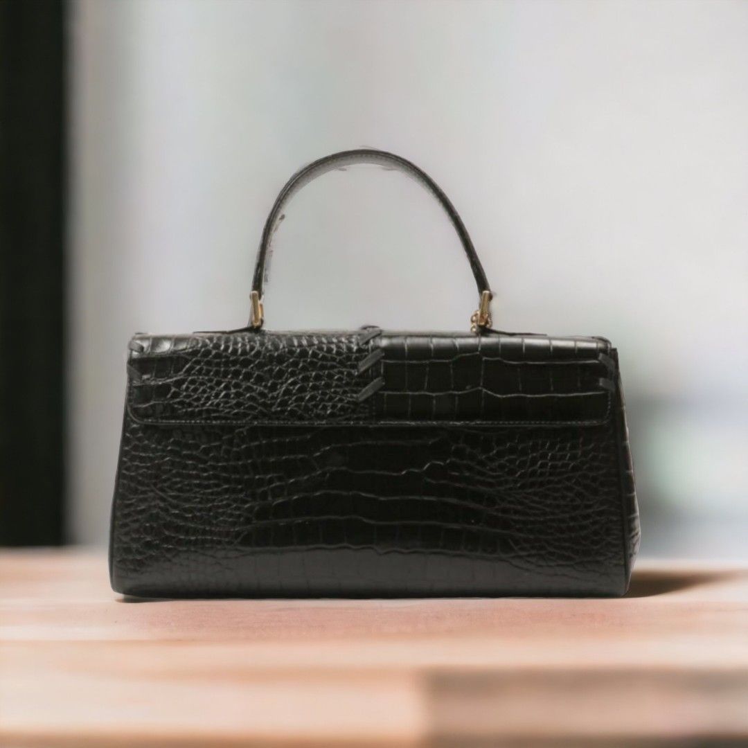 Vintage YSL Yves Saint Laurent Croco Embossed Handbag