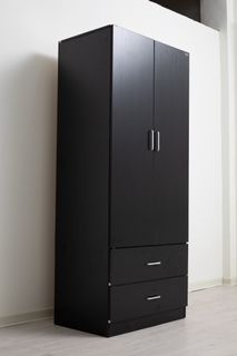 Wardrobe - 2 Door & 2 Drawer (Black) High-Quality Furniture and Low Price