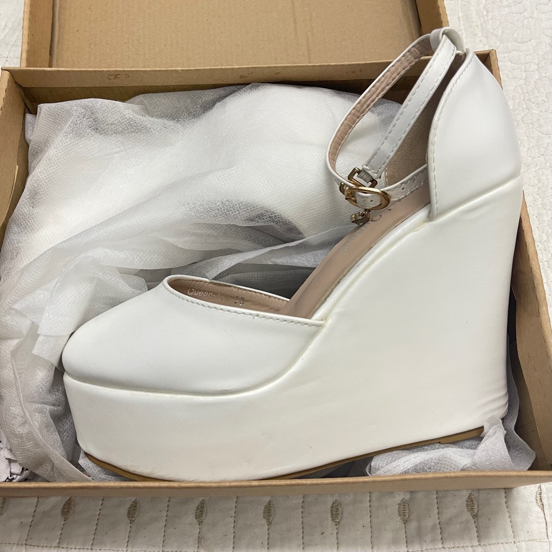Off white wedge wedding sales shoes