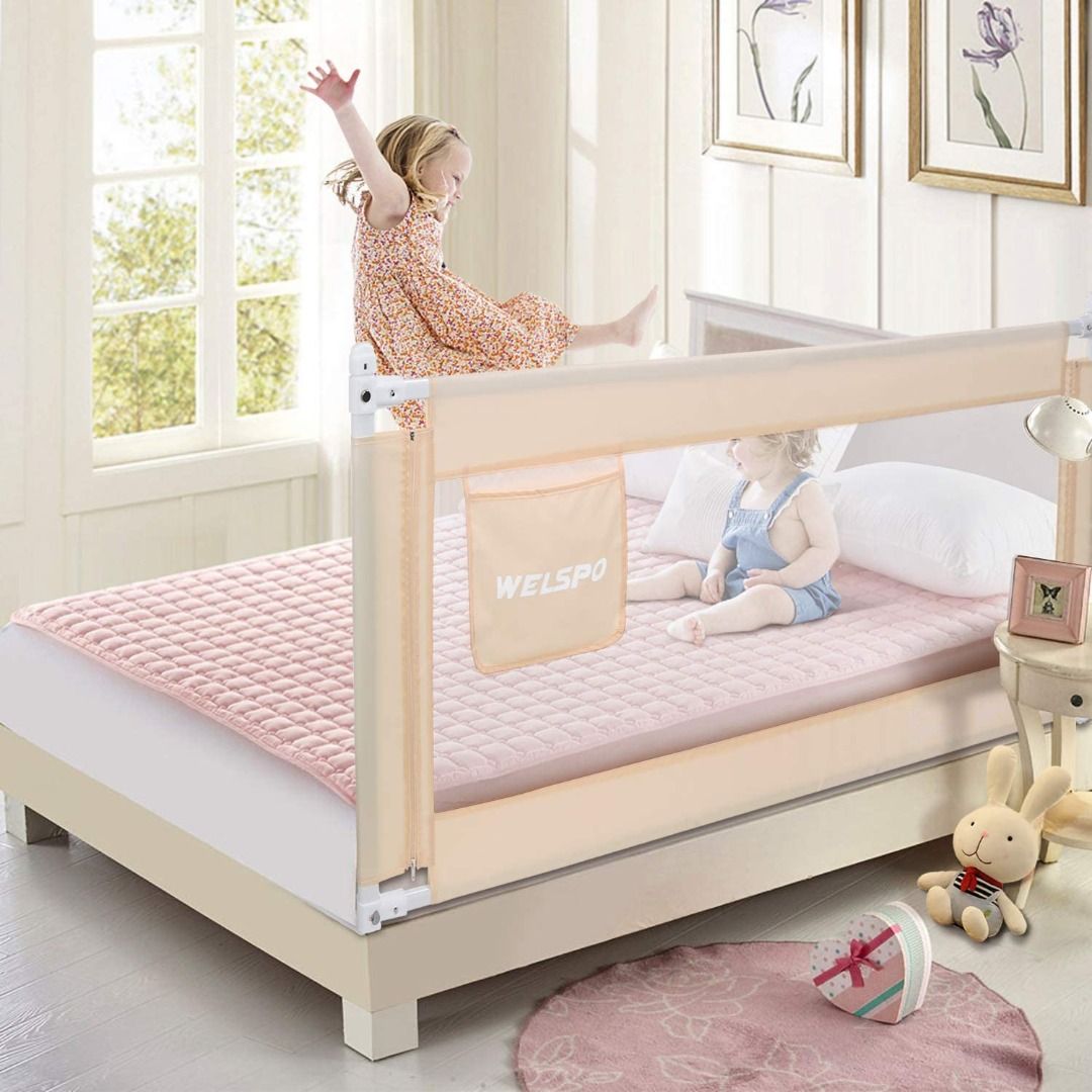 WELSPO 70 Inches Bed Rail For Toddlers Fold Down Safety Baby Bed
