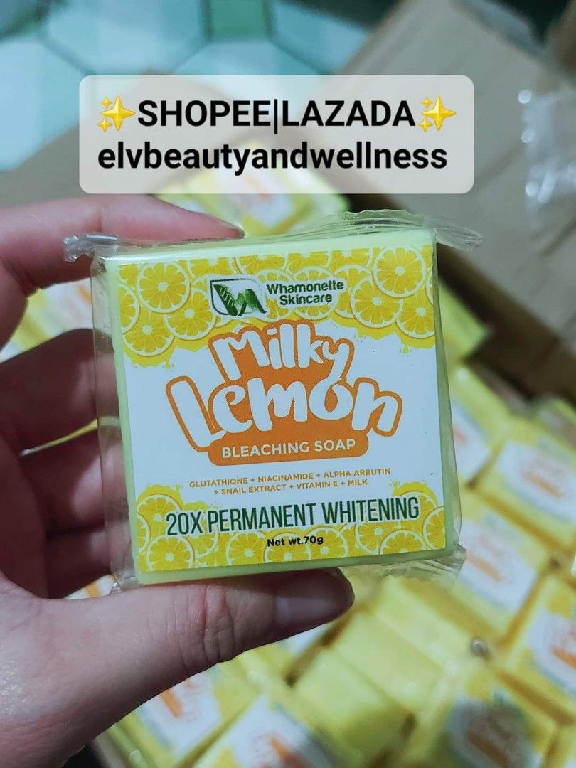 Whamonette SkinCare Milky Lemon 20x Permanent Whitening Soap with FREEBIE-  [Lazada|Shopee|TikTok: ELVBeautyAndWellness], Beauty  Personal Care, Bath   Body, Body Care on Carousell