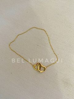 18k Gold Dainty Heart Link Bracelet 1gram