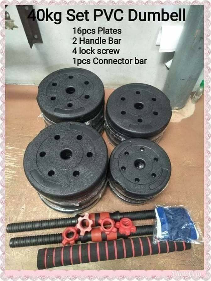 40kg pvc dumbel en barbell (Category: Health Monitors & Weighing Scales) located in Manila. Submitted by minidivisoria (Listing ID 1220673290, Image 3). Description: Permission to post admin Onhand.onhand Pd po.pickup Gcash or cod Lalamove Abono rider Bnew bnew po yan nkasealed p po Sale sale dm dm po 1300 1300.