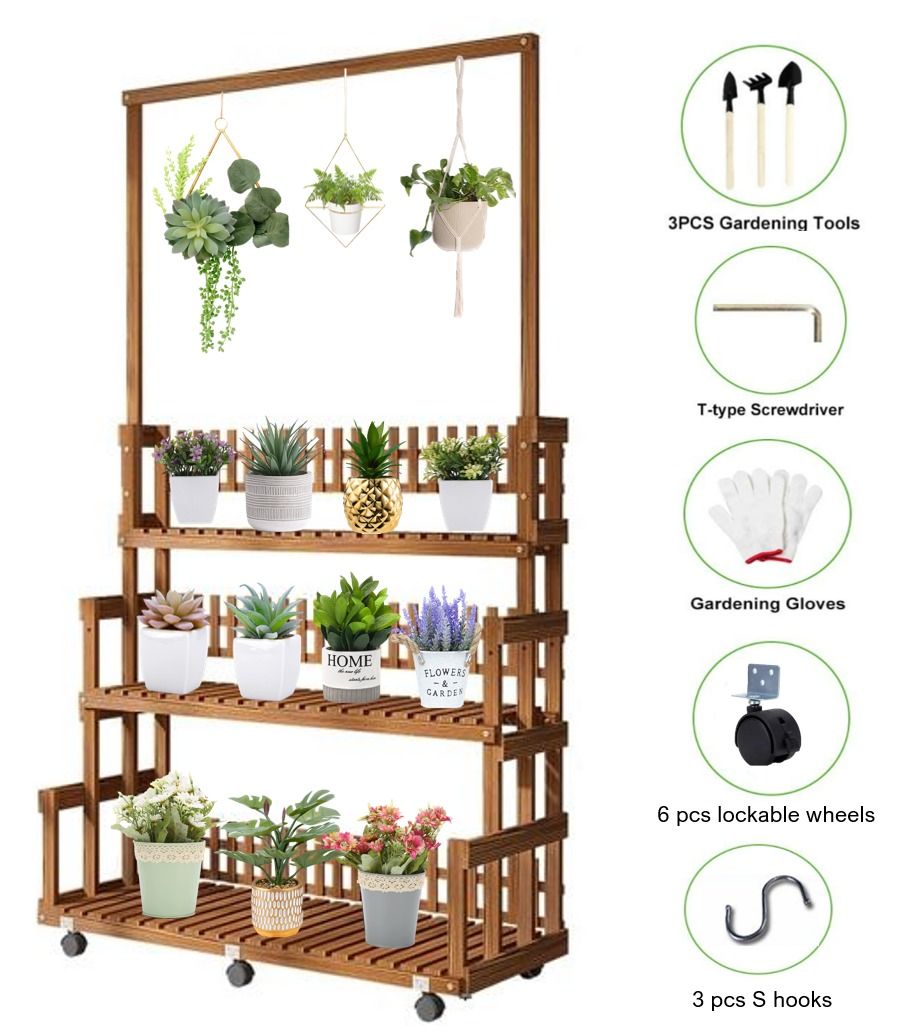 92cm Wooden Plant Rack Plant Stand Wooden Plant Self Flower Rack For ...