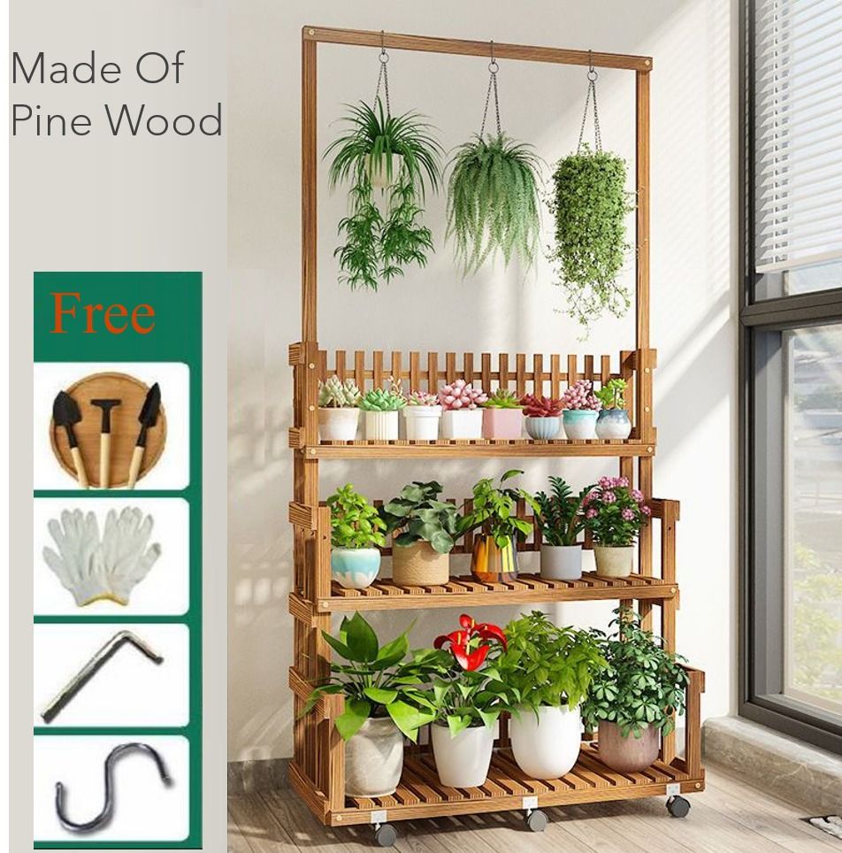 92cm Wooden Plant Rack Plant Stand Wooden Plant Self Flower Rack For ...