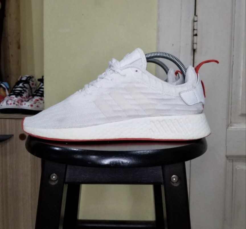 NMD R2 White/Red, Men's Fashion, Sneakers on