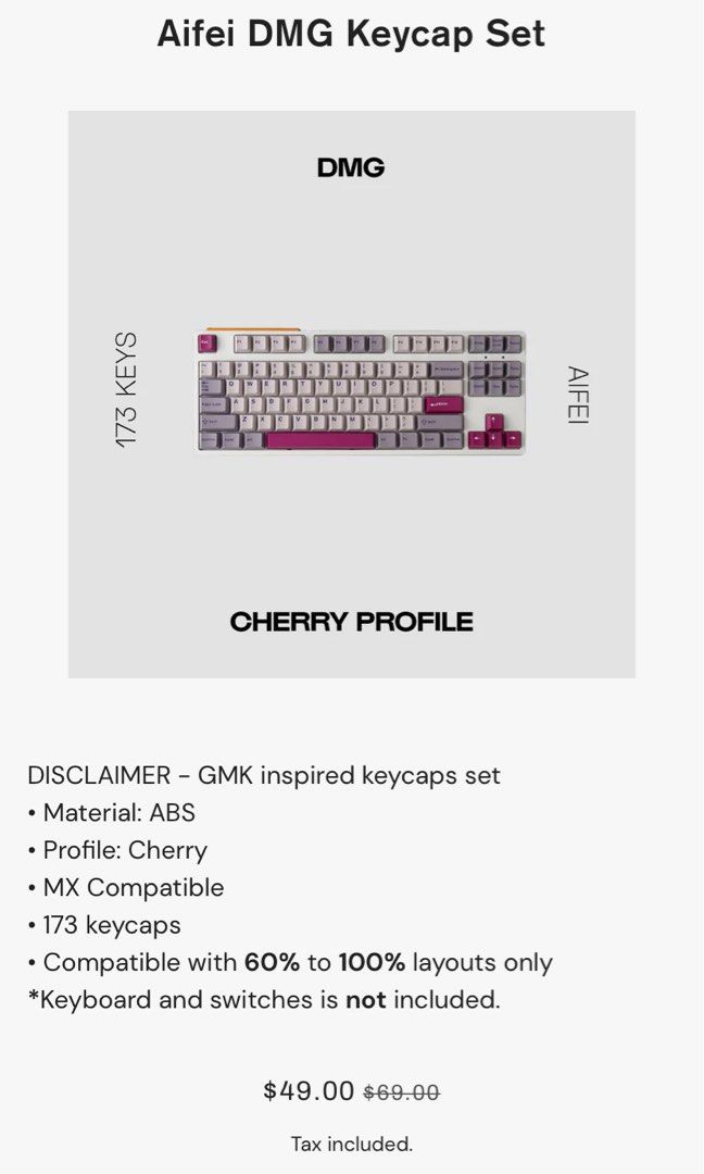 Aifei DMG Keycap Set (Cherry Profile), Computers & Tech, Parts ...