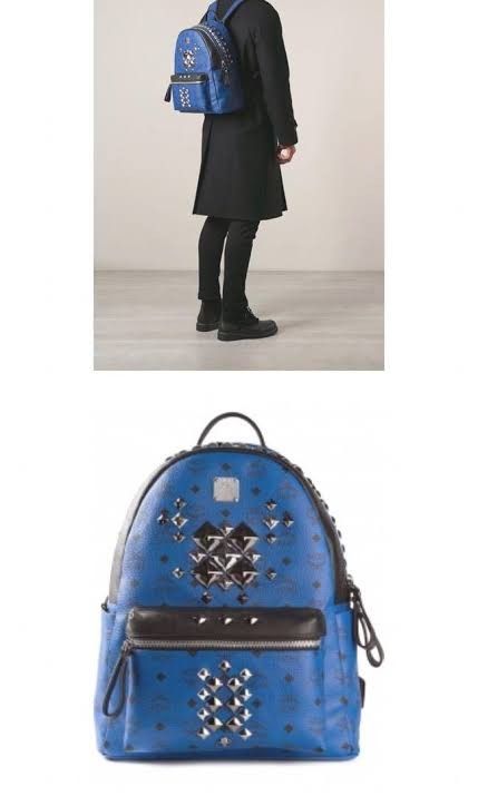 MCM Large Stark Backpack  Studded backpack, Mcm bags, Blue backpack