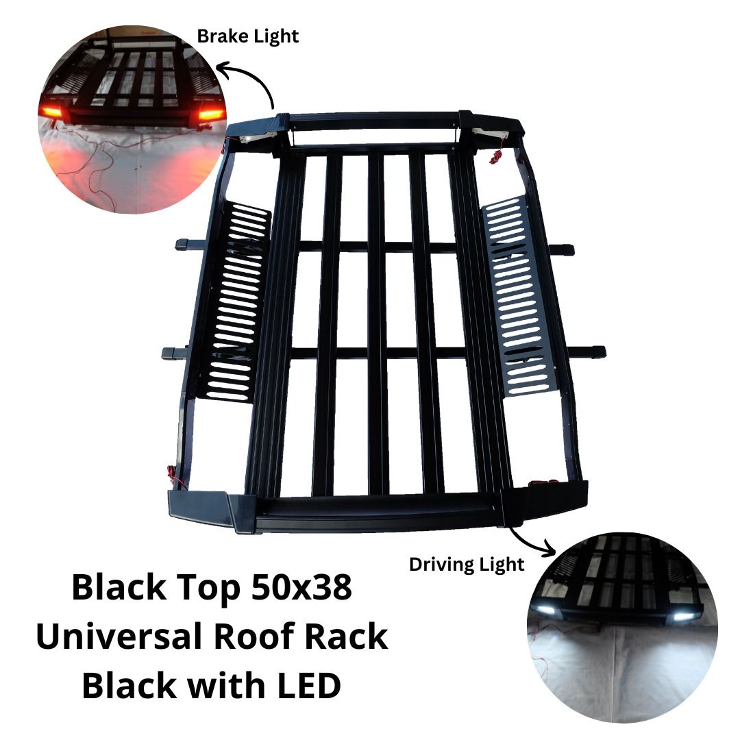 Black Top Universal Basket Roof Basket Top Rack Luggage Rack with LED