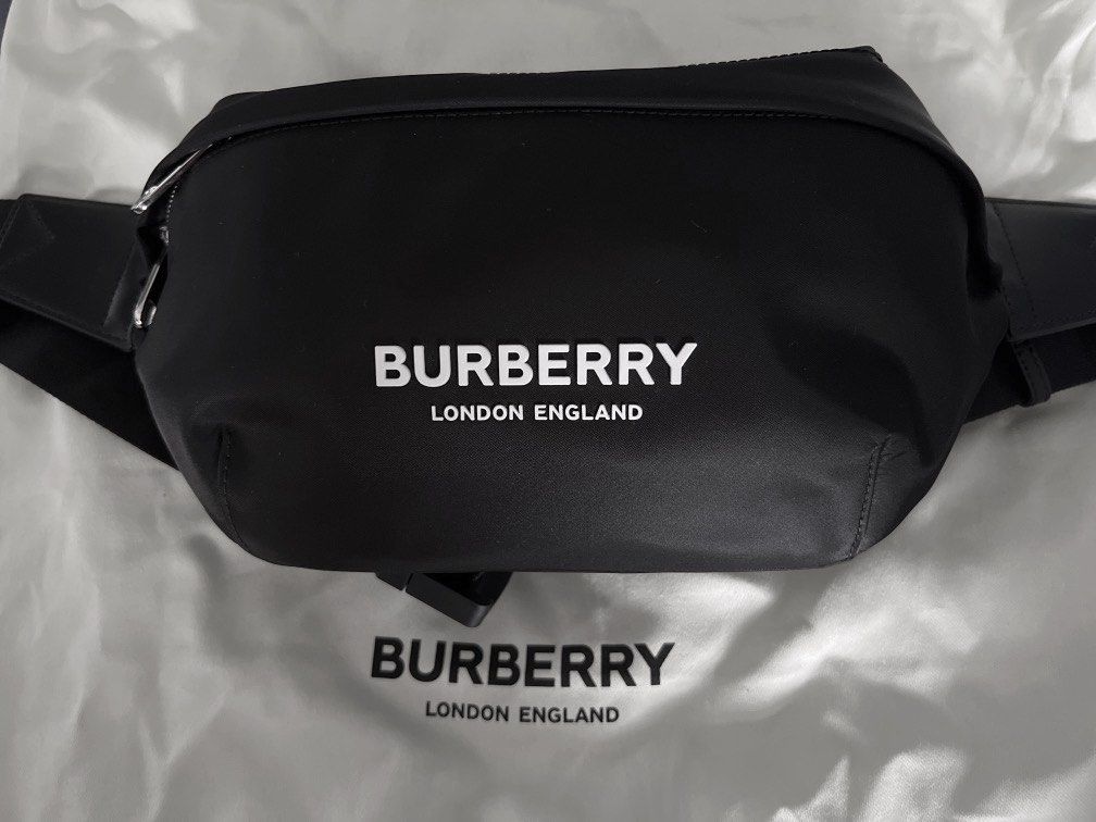 Burberry Logo Print Nylon Sonny Bum Bag Black/White