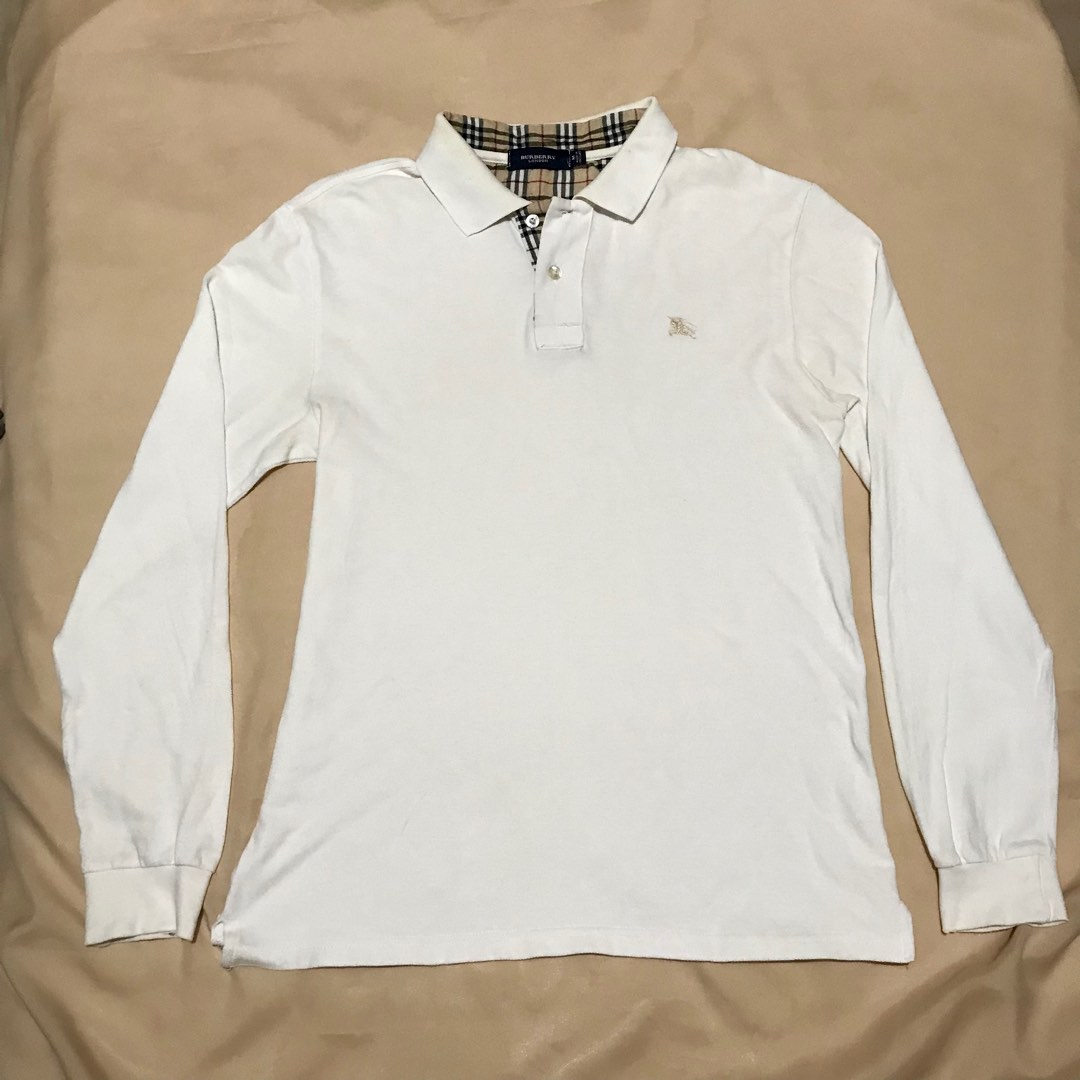 Burberry white long sleeve polo online