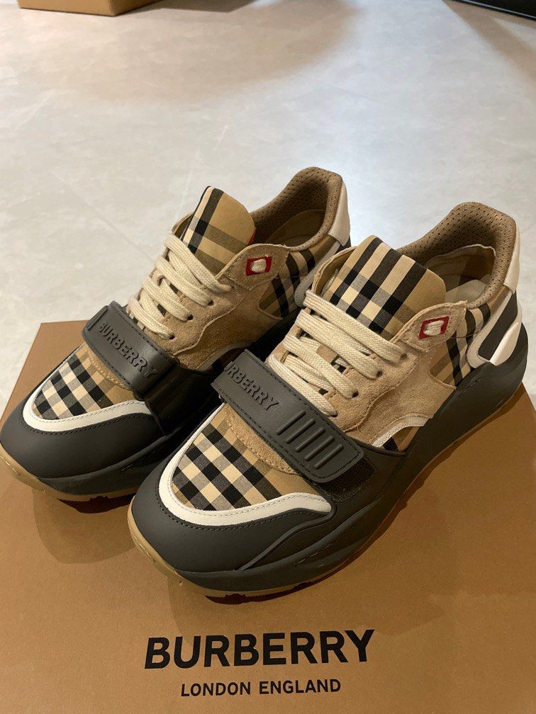 Burberry Vintage Check Suede and Leather Sneakers