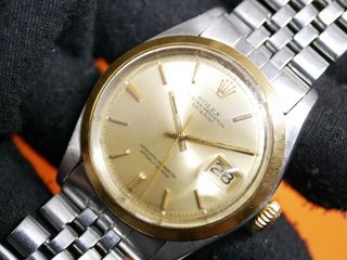 CHEAPEST RARE ROLEX DATEJUST 1600 YELLOW GOLD BEZEL (WITH ROLEX BRACELET)