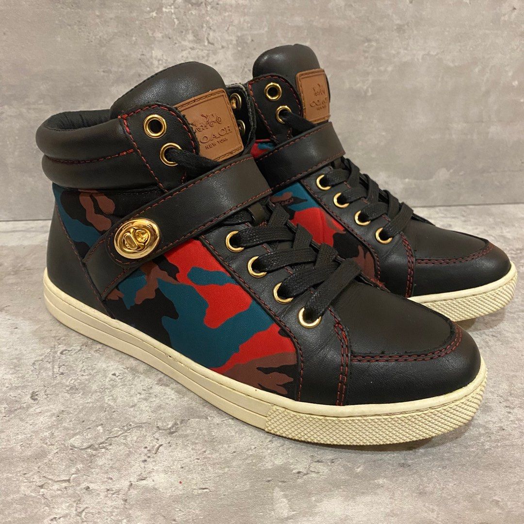 Coach original black leather pembroke hitop shoes Women s Fashion