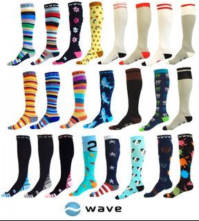 Compression Socks (1 pair) by wave - Fun, Unisex - Best For Athletic Sports, Crossfit, Flight Travel - Suits Nurses, Maternity Pregnancy - Below Knee High