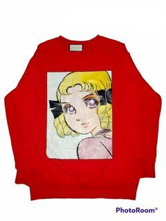 CREWNECK SWEATER GUCCI ANIME PRINT KNIT RED Luxury Apparel on