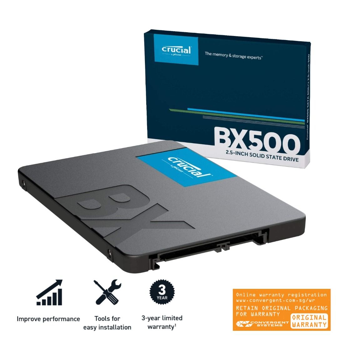 Crucial BX500 Internal SSD 500GB 550MB/s SATA III 2.5 Inch 500GB