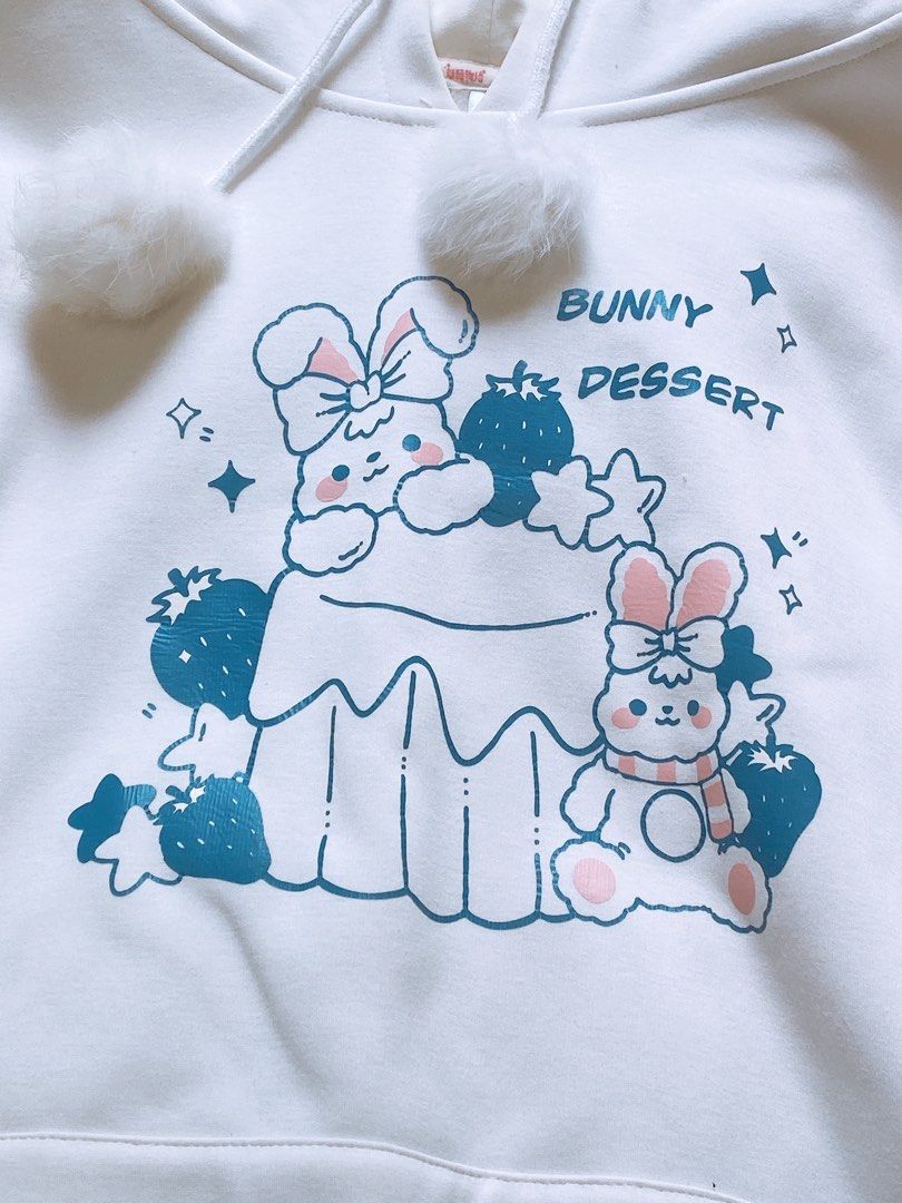 Cute white bunny ears hoodie