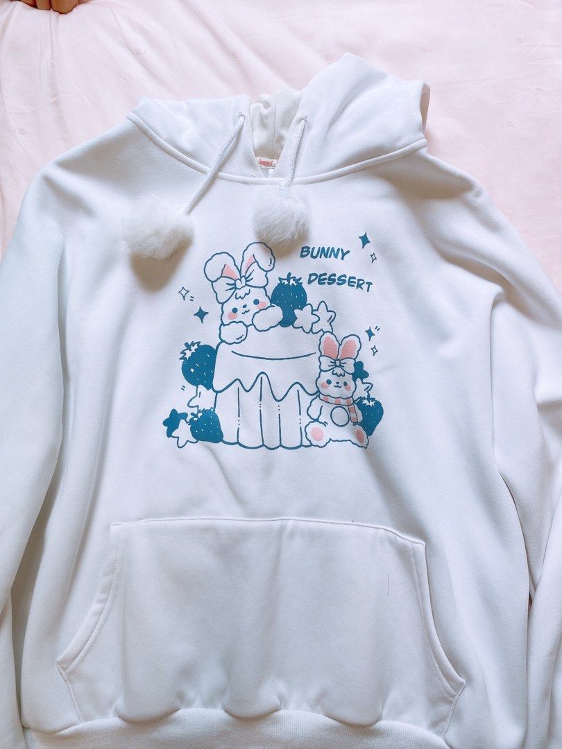 White bunny hoodie with ears hot sale