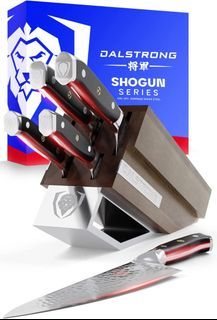 DALSTRONG Knife Set Block - Gladiator Series Colossal Knife Set - German HC  Steel - 18 Pc - Walnut Stand (Black Handles) 