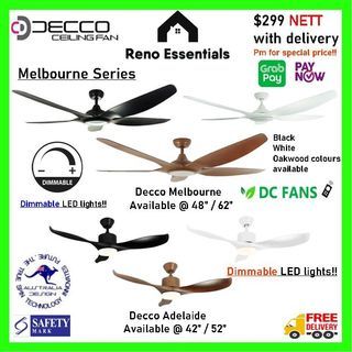 Decco Melbourne Ceiling Fan // Dimmable LED lights // DC Motor