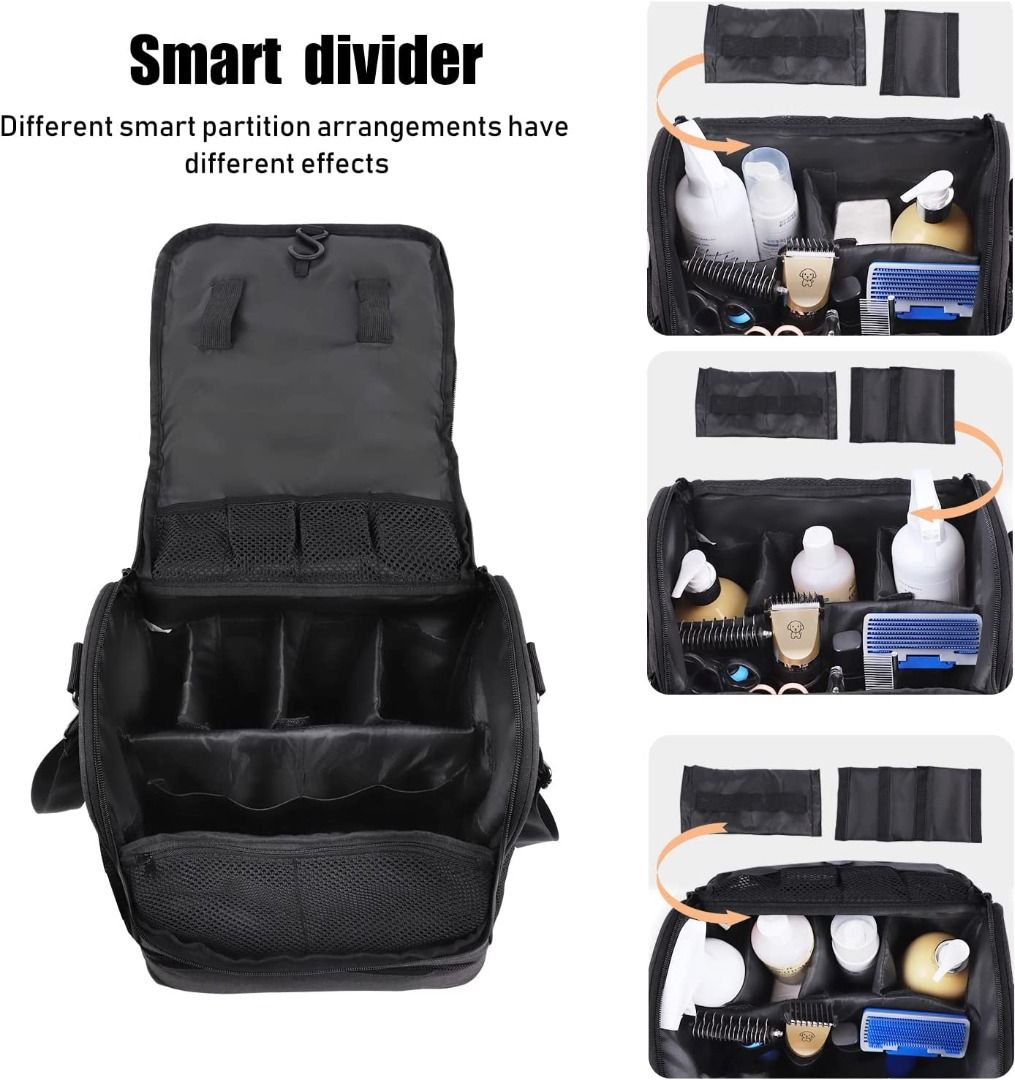 Dog Cat Grooming Supplies Bag Adjustable Compartments Wall