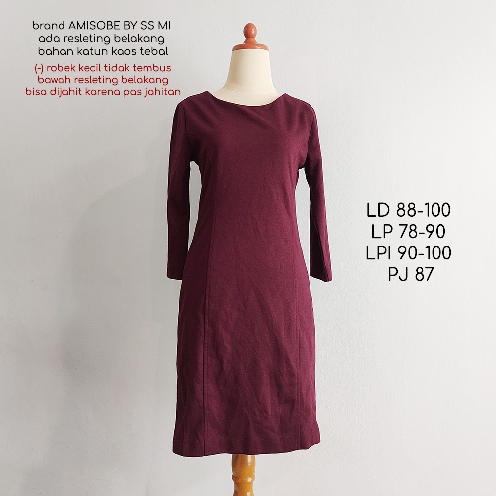 Sale 🌟 Dress Ami Sobe Maroon Bodycon Kerja Kantor Formal Sopan Marun