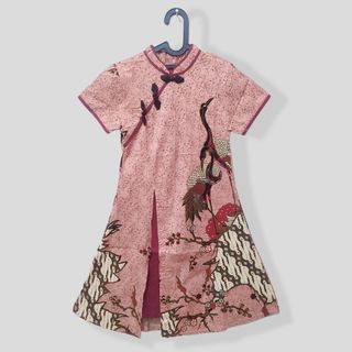Dress Batik Cheongsam Dusty Pink Size M