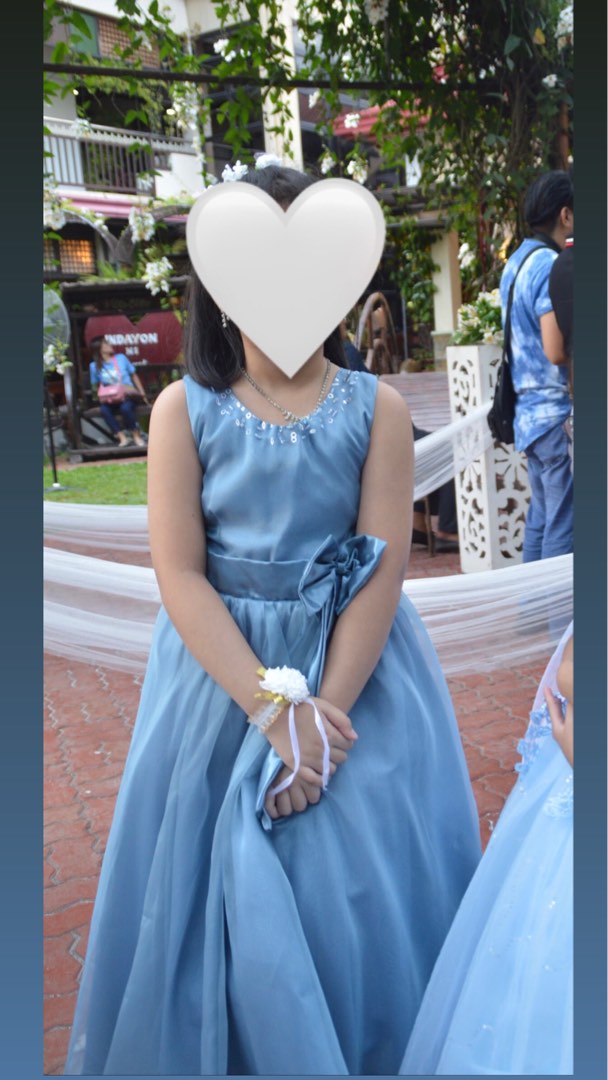 Dusty blue shop flower girl