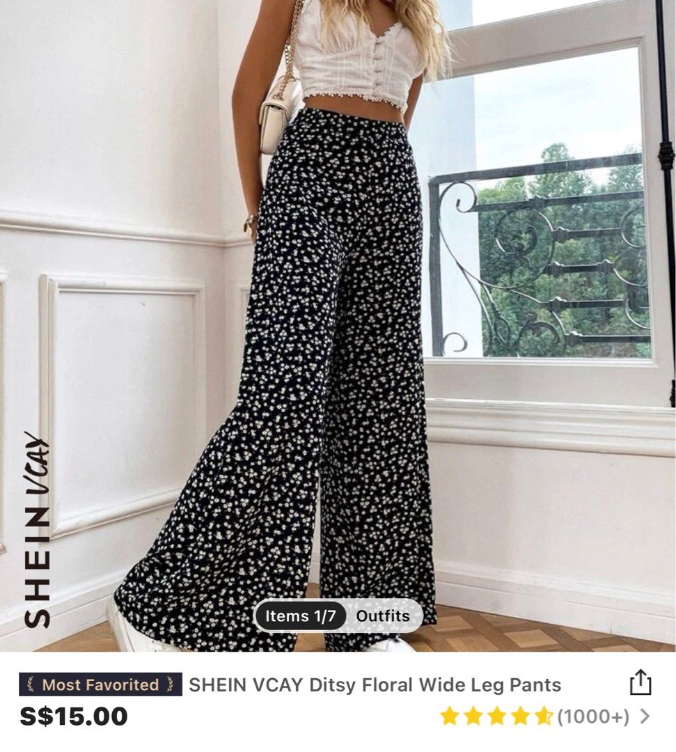 floral wide leg pants outfit