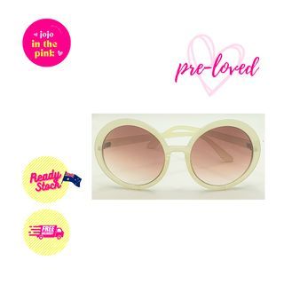 [FREE SHIPPING] PRE-LOVED Oversized Round Olive Pastel Green Retro Sunglasses