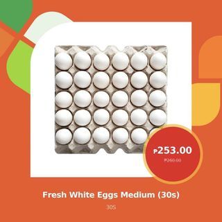 FRESH WHITE EGGS MEDIUM 30S