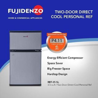 Fujidenzo 3.5 cu. ft. Two Door Personal Refrigerator  RBT-35 SL (Stainless Look) with separate Freezer