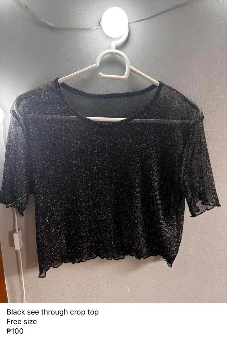 Glitter see through crop top on Carousell