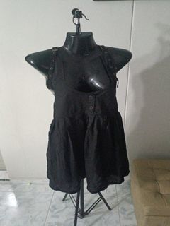 Goth black Pinafore Dress S to M