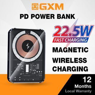 GXM Magnetic Wireless Power Bank PB-03 PB-04 Stronger Magnetic Fast Charging iPhone 14 Pro Max Elegant Design Multiple Output 5000mAh and 10000mAh Capacity