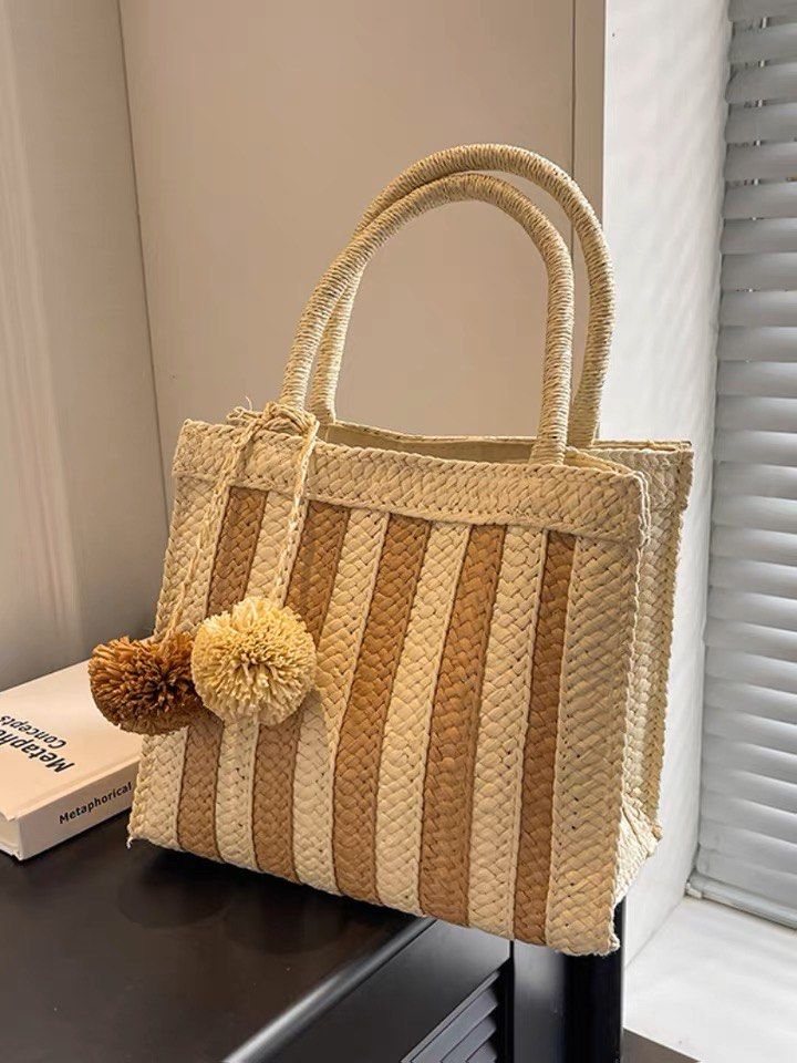 Hand-woven bags 2023 new color handbag style niche design straw woven ...