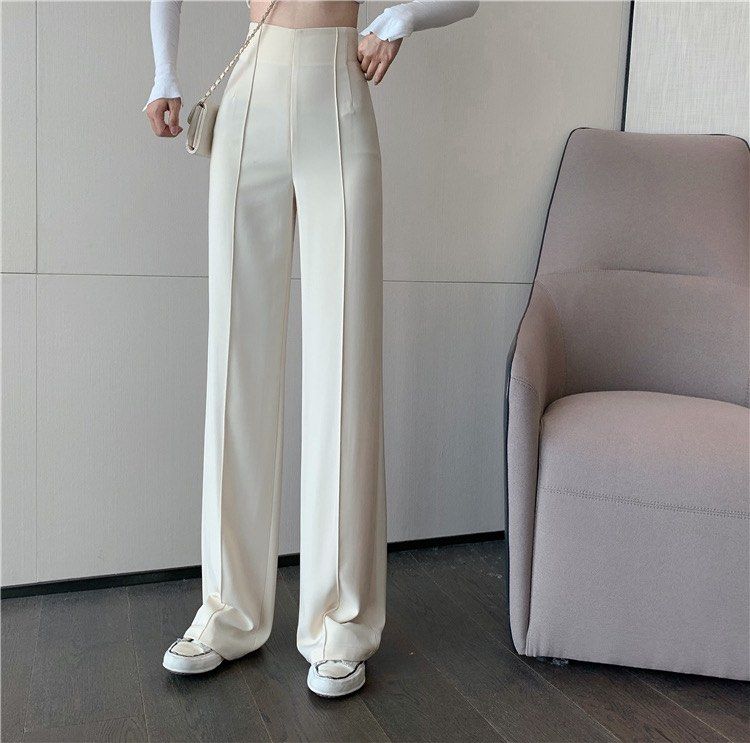 High Waisted Cream Slacks, Women's Fashion, Bottoms, Other Bottoms on
