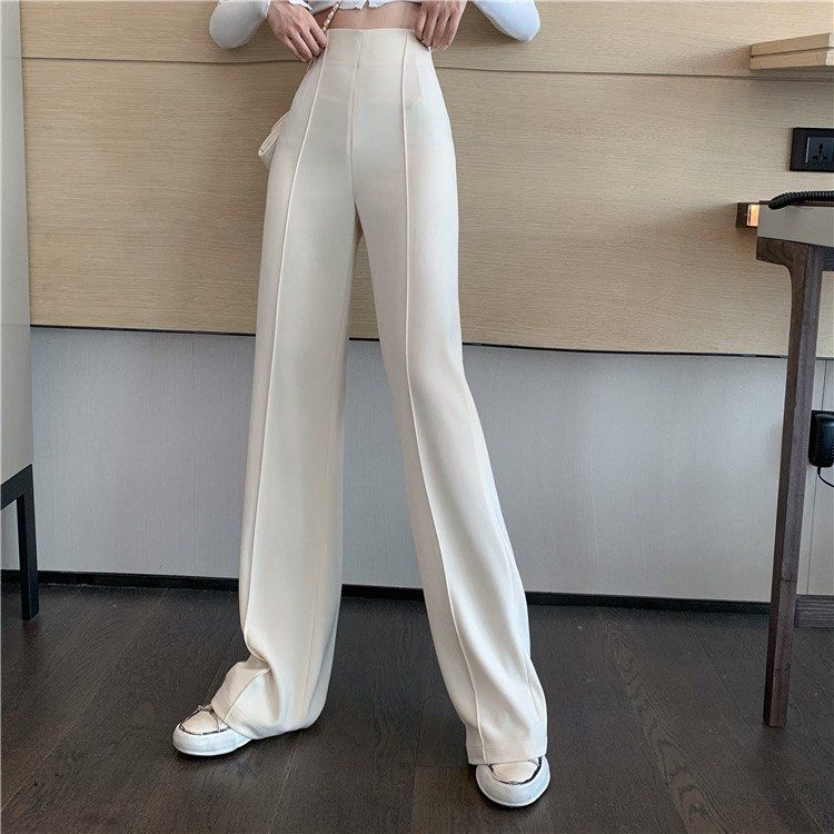 High Waisted Cream Slacks, Women's Fashion, Bottoms, Other Bottoms on