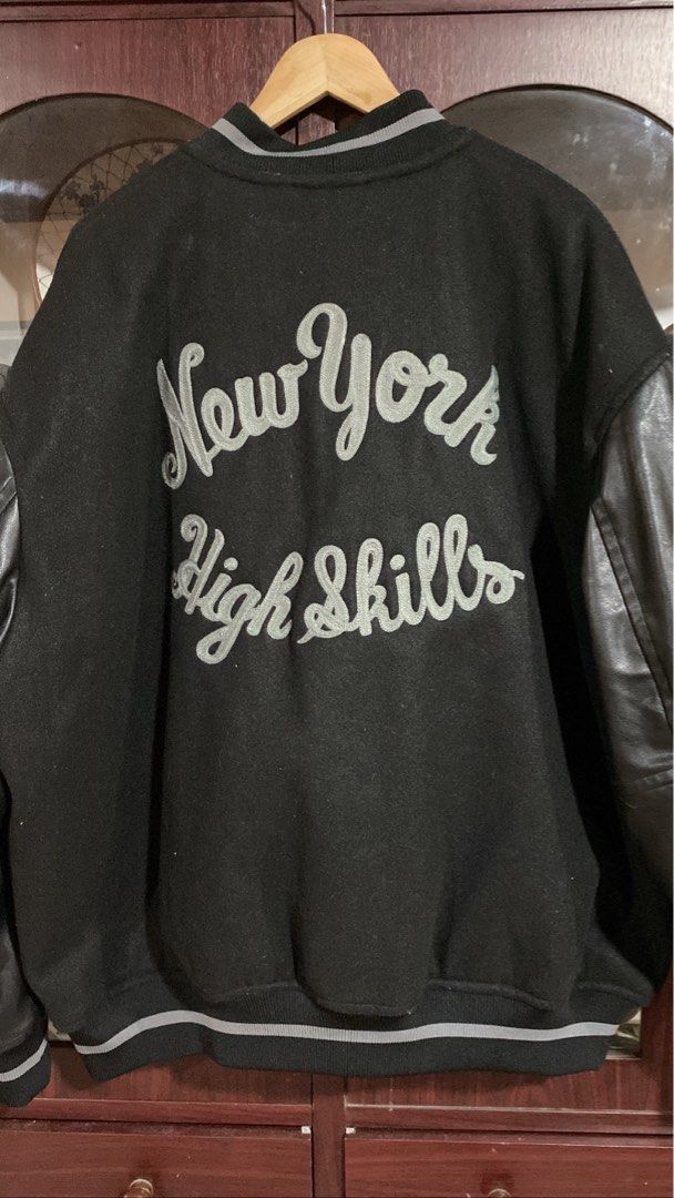 Mens Black New York High Skills Letterman Jacket