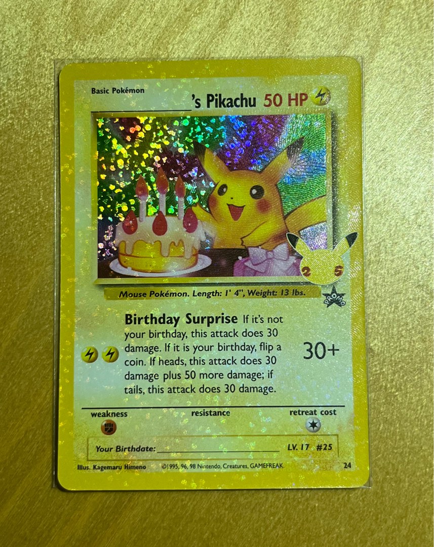 25 Celebrations Pokemon Pokemon Birthday Pikachu Holo Card - Celebrations  Set #24, 25th Anniversary, Near Mint German Pokemon Holo Card