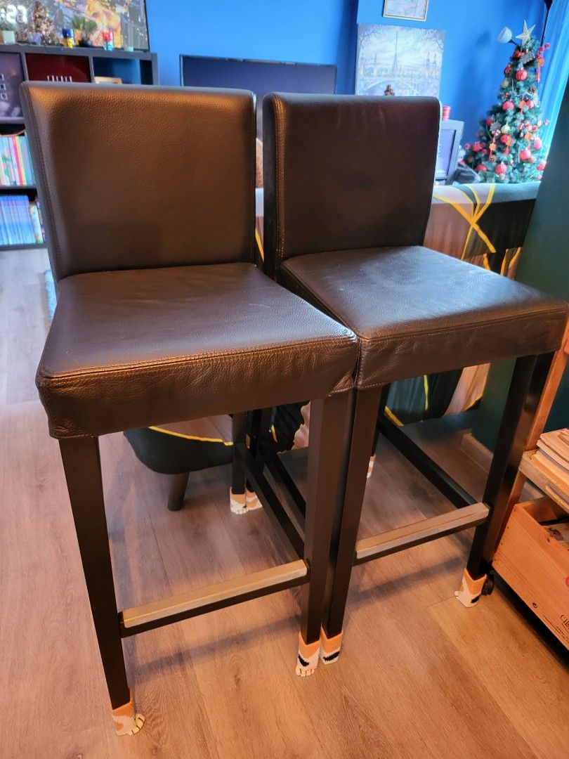 Ikea Bergmund bar stool bar chair with back rest, Furniture & Home