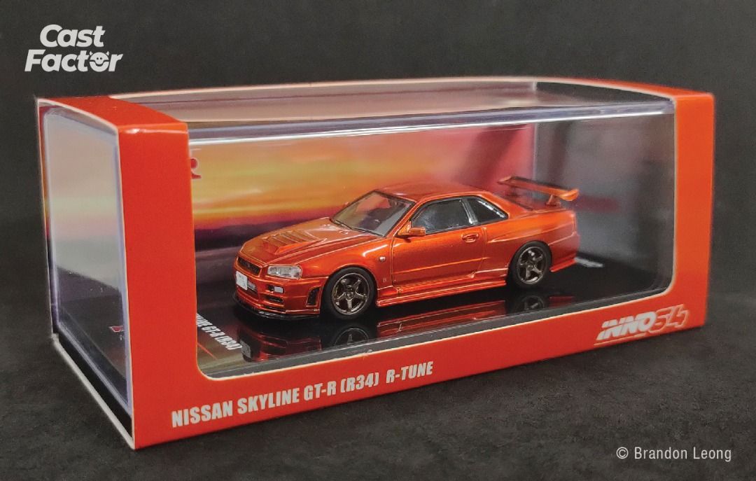 INNO 64 - Nissan Skyline GT-R R34 R-Tune Orange Metallic, Hobbies 