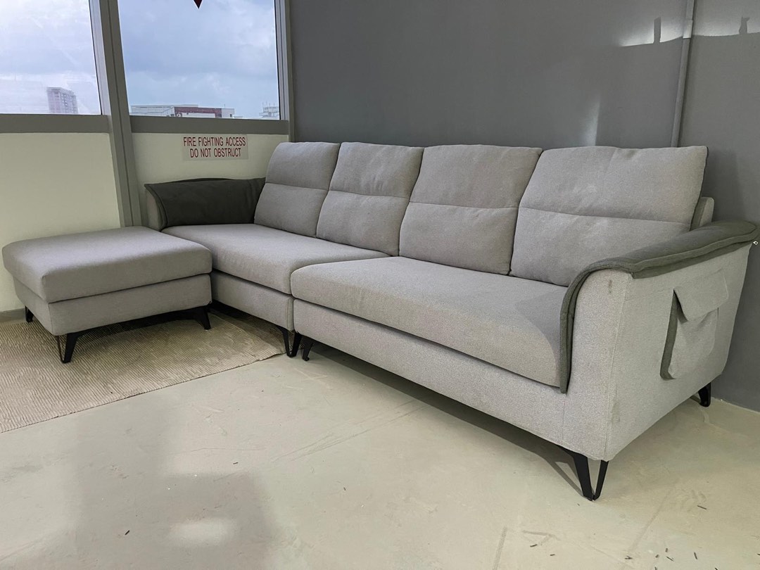 L Shape Grey Sofa, Furniture & Home Living, Furniture, Sofas on Carousell